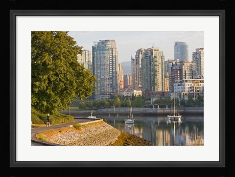 Framed Cyclist on Seawall Trail, Vancouver, British Columbia Print