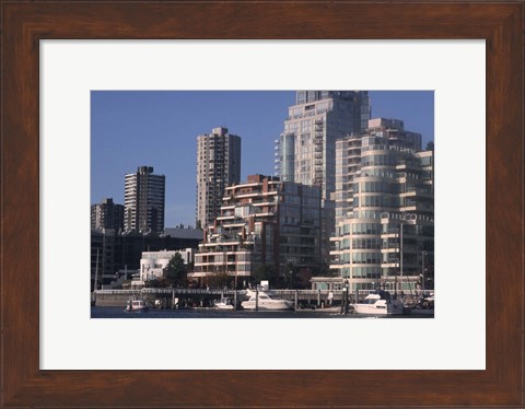 Framed Vancouver Skyline From Granville Island, British Columbia, Canada Print
