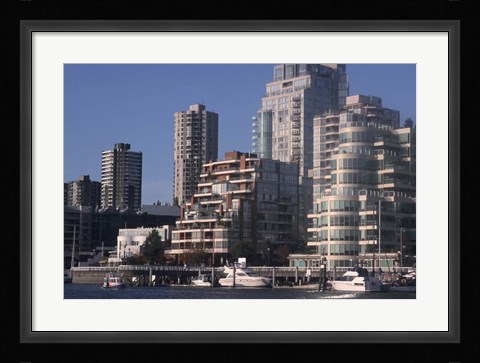 Framed Vancouver Skyline From Granville Island, British Columbia, Canada Print