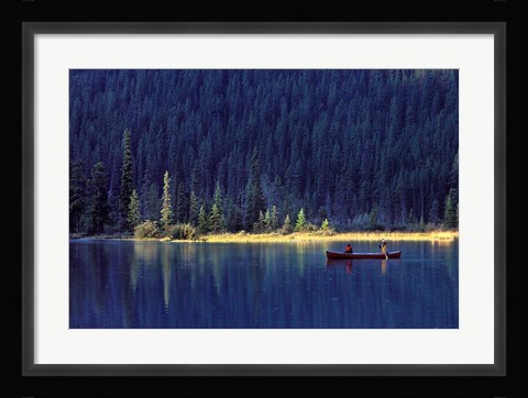 Framed Fishing on Waterfowl Lake, Banff National Park, Canada Print