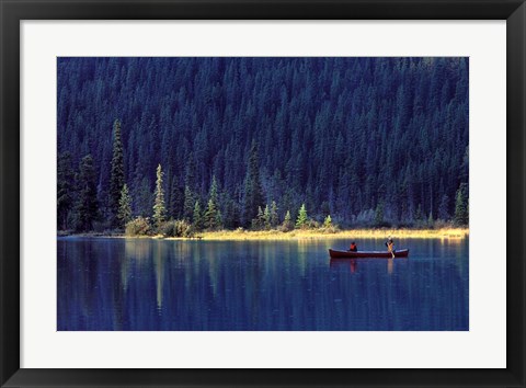 Framed Fishing on Waterfowl Lake, Banff National Park, Canada Print