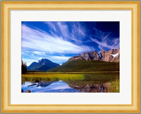 Framed Waterfowl Lake and Rugged Rocky Mountains, Banff National Park, Alberta, Canada Print