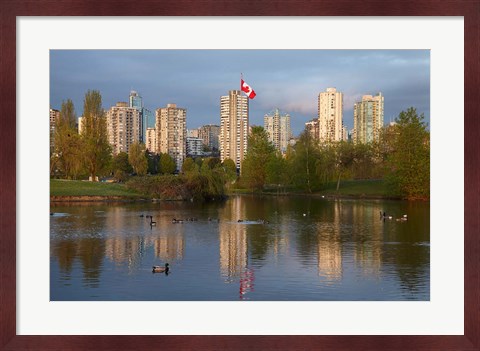 Framed Apartments reflected in Vanier Park Pond, Vancouver, British Columbia, Canada Print