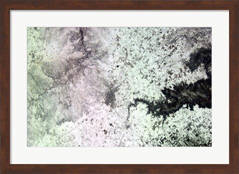 Framed Satellite View of Amarillo, Texas, Covered in Snow Print