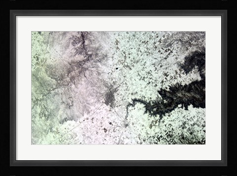 Framed Satellite View of Amarillo, Texas, Covered in Snow Print