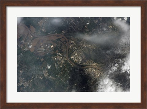 Framed Satellite view of Kansas City, Missouri, and Missouri River Print