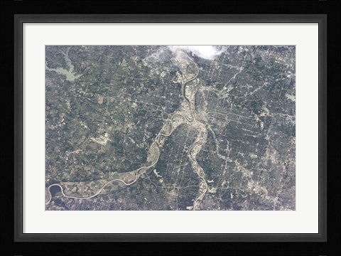 Framed Satellite View of Kansas City, Missouri Print