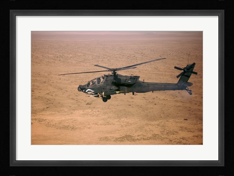 Framed AH-64D Apache Longbow Fires a Hydra Rocket over Northern Iraq Print