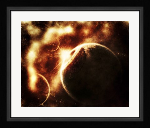 Framed Apocalyptic View of a Solar System Print