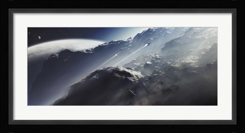 Framed Alien Scout Ship Escapes aTerra Gunship Print