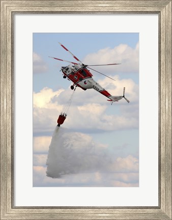 Framed Sokol W-3A Helicopter of the Czech Air Force with a Water Bucket Print