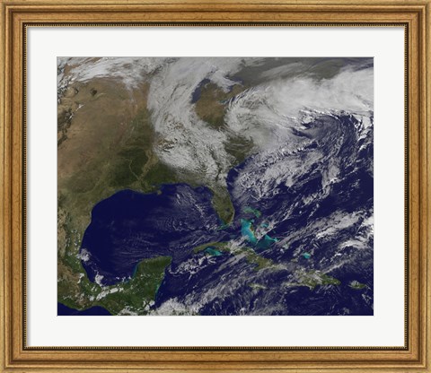 Framed Satellite View of a Nor&#39;easter Storm over the United States Print