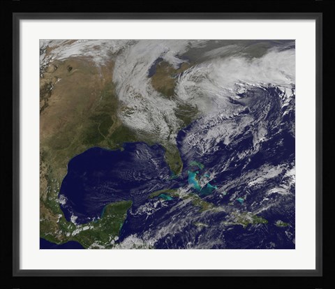 Framed Satellite View of a Nor'easter Storm over the United States Print