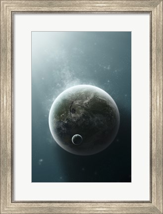 Framed Earth-Like Planet Illuminated by a Nearby White Dwarf Print