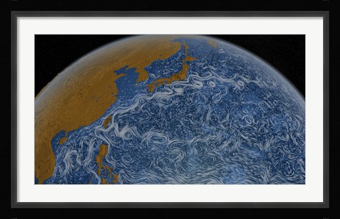 Framed This Visualization Shows Ocean Surface Currents of the Kuroshio Current Print