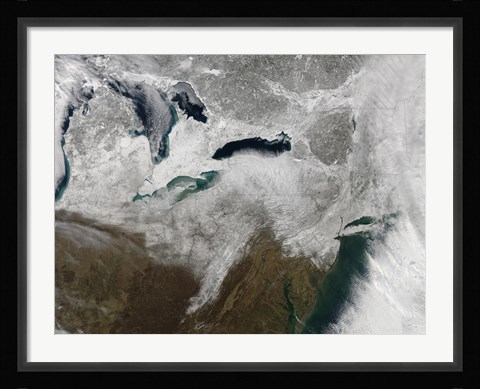 Framed Satellite View of a Large Nor'easter Snow Storm Print