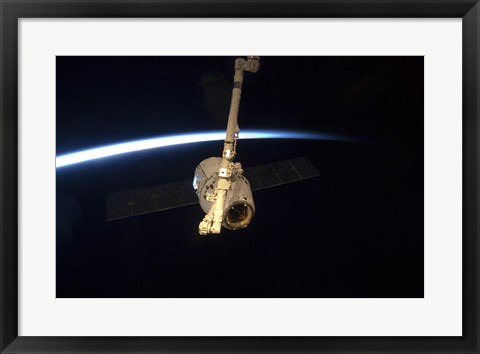 Framed SpaceX Dragon Cargo Craft with Earth&#39;s Horizon in the Background Print