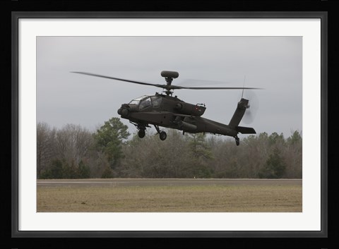Framed AH-64 Apache Helicopter in Midair, Conroe, Texas Print