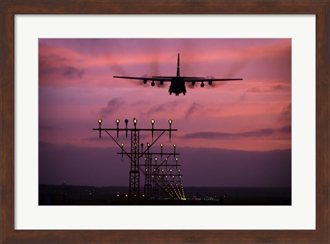 Framed C-130J Super Hercules landing at Ramstein Air Base, Germany Print