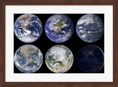 Framed Image comparison of Iconic Views of Planet Earth Print