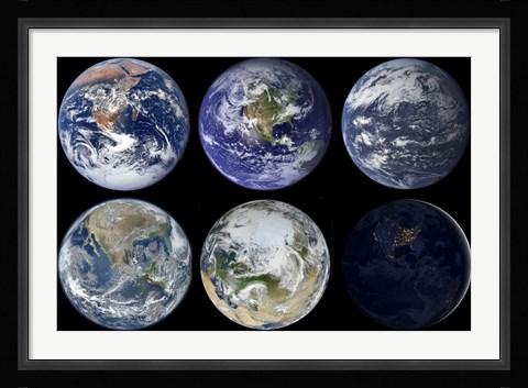 Framed Image comparison of Iconic Views of Planet Earth Print
