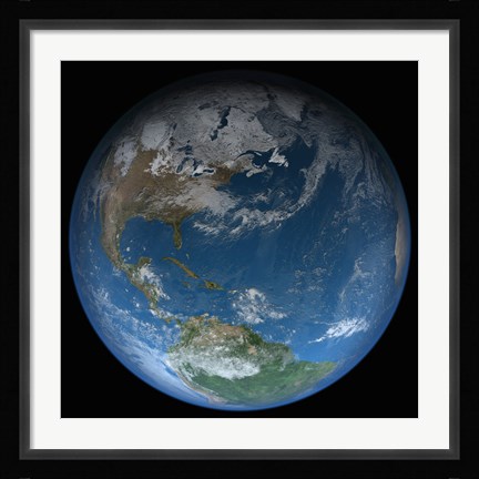 Framed Full Earth Featuring North and South America Print