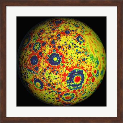 Framed Free-air Lunar Gravity Globe Print