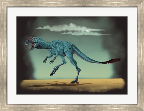 Framed Dilong Garadoxus, a Genus of Small Tyrannosauroid Dinosaur Print