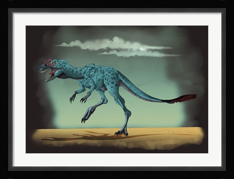 Framed Dilong Garadoxus, a Genus of Small Tyrannosauroid Dinosaur Print