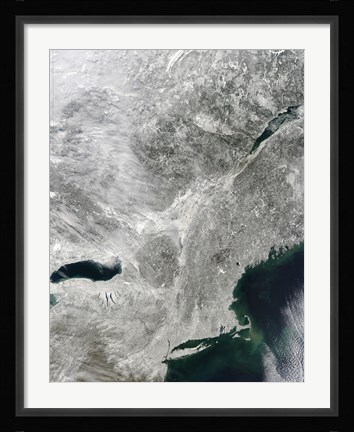 Framed Satellite View of a Large Nor'easter Snow Storm over United States Print