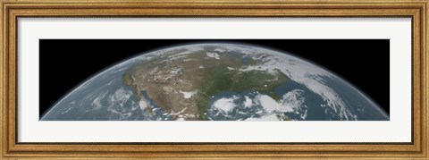 Framed Panoramic View of Planet Earth Print