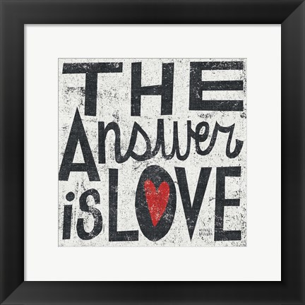 Framed Answer is Love Grunge Square Print
