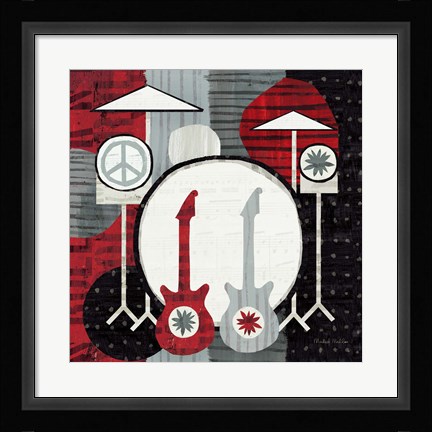 Framed Rock 'n Roll Drums Print