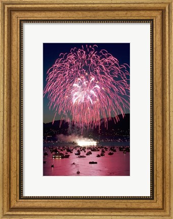 Framed Fireworks, English Bay, Vancouver, British Columbia Print