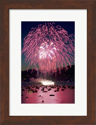 Framed Fireworks, English Bay, Vancouver, British Columbia Print