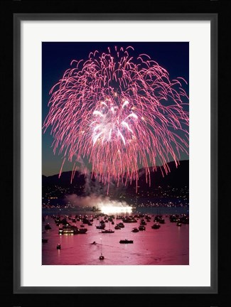 Framed Fireworks, English Bay, Vancouver, British Columbia Print