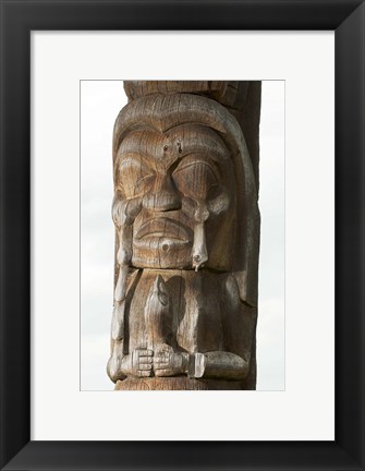 Framed Gitksan totem pole, Kispiox Village, British Columbia Print