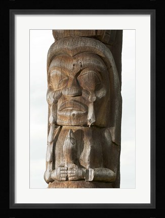 Framed Gitksan totem pole, Kispiox Village, British Columbia Print