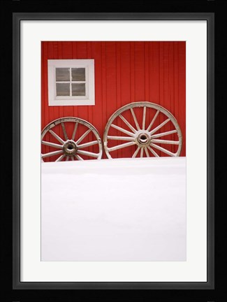 Framed Martin Stables, Window and Wheel Detail, Banff, Alberta Print