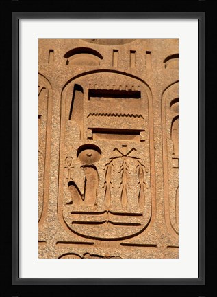 Framed Hieroglyphics, Obelisk, Ramses II, Temple of Luxor, Egypt Print