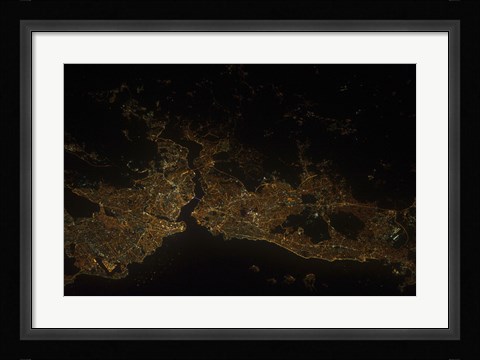 Framed Nighttime view of Istanbul, Turkey Print