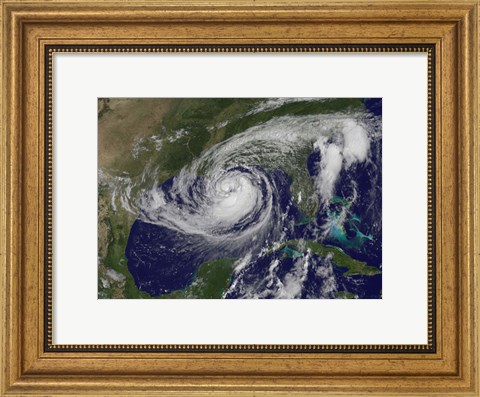 Framed Satellite view of Tropical Storm Isaac in the Gulf of Mexico Print