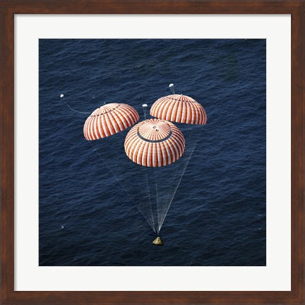 Framed Apollo 16 Command Module approaching Touchdown in the Central Pacific Ocean Print