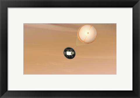Framed Artist&#39;s Concept of the Mars Science Laboratory Curiosity Rover Parachute System Print