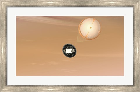 Framed Artist&#39;s Concept of the Mars Science Laboratory Curiosity Rover Parachute System Print