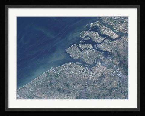 Framed Satellite view of the Belgium Coastline Print