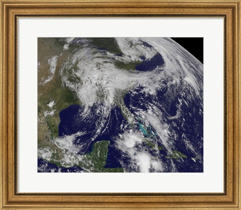 Framed Satellite view of a Low Pressure area over the United States Print