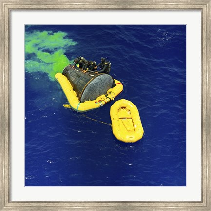 Framed US Navy Frogman Team Helps in the Recovery of the Gemini-Titan 4 spacecraft Print