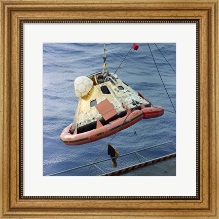 Framed Apollo 8 Capsule Being Hoisted Aboard the Recovery Carrier Print
