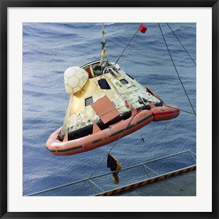 Framed Apollo 8 Capsule Being Hoisted Aboard the Recovery Carrier Print